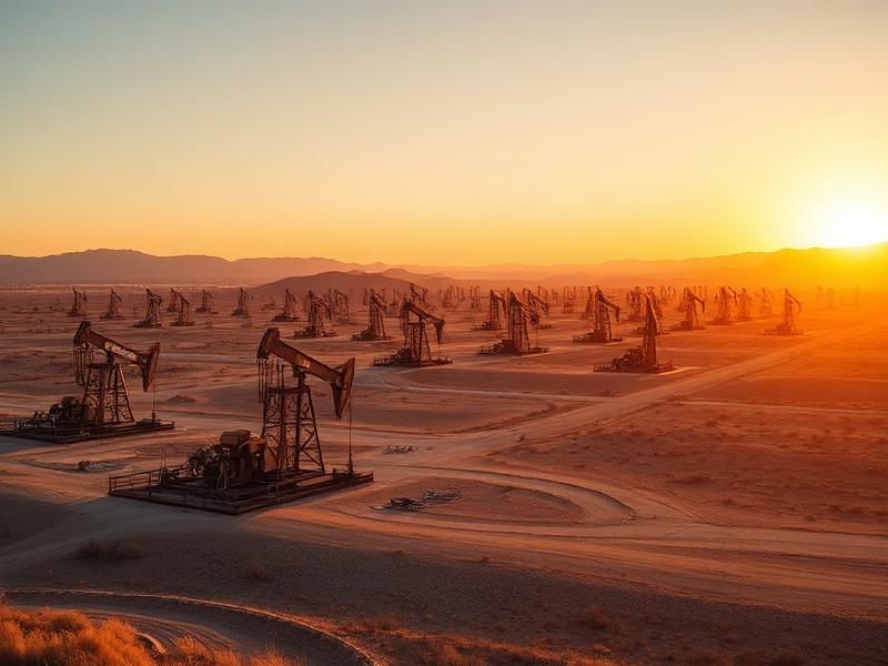 California Kern County heavy oil field with dense pumpjacks