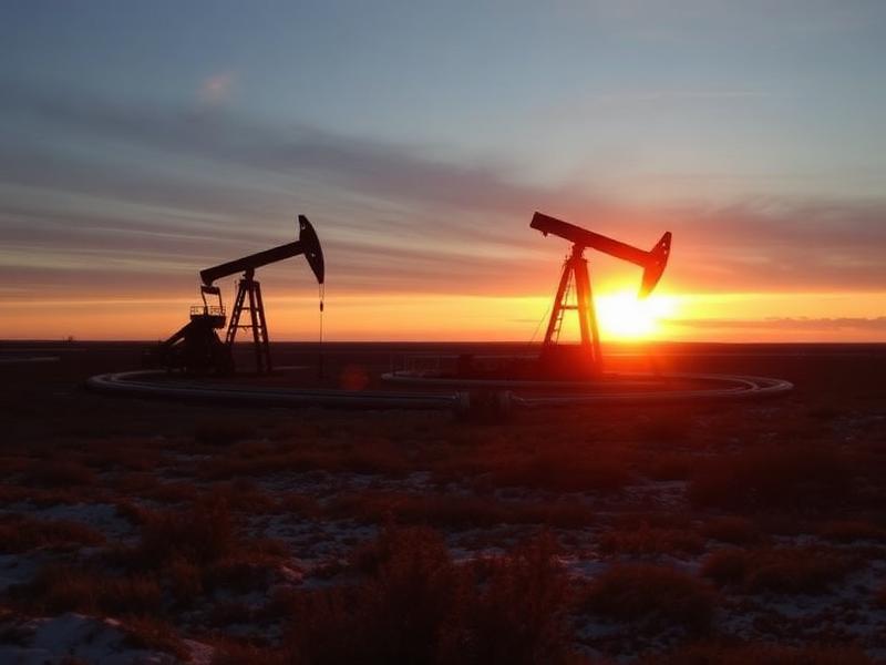 Alaska North Slope wellheads at low sun