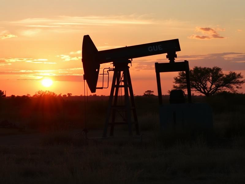 South Texas Eagle Ford pumpjack silhouette at sunset